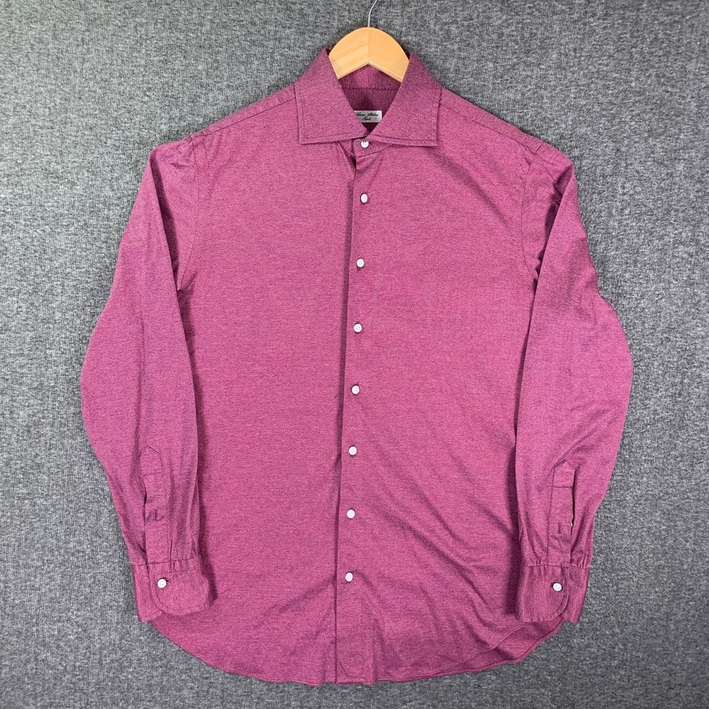 Cesare Attolini Shirt Men 17 Purple Dress Shirt Spread Collar Old Money Italy